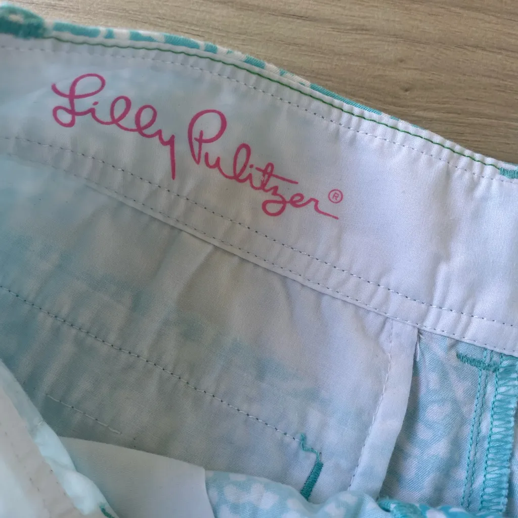 Lilly Pulitzer Aqua Patterned Jean Shorts - Image 10