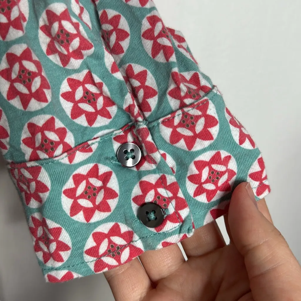 Boden Vintage Green/Red/White Geometric print Button Down Long Sleeve Shirt sz M Red Size M - Image 6