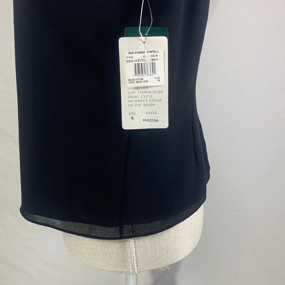 Evening Essentials Beaded and Embroidered Black Cami Medium - Image 7