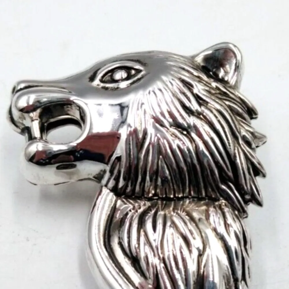 🐺 Vintage 2" Silver Wolf Head Pendant Brooch Pin 🐺 - Image 2