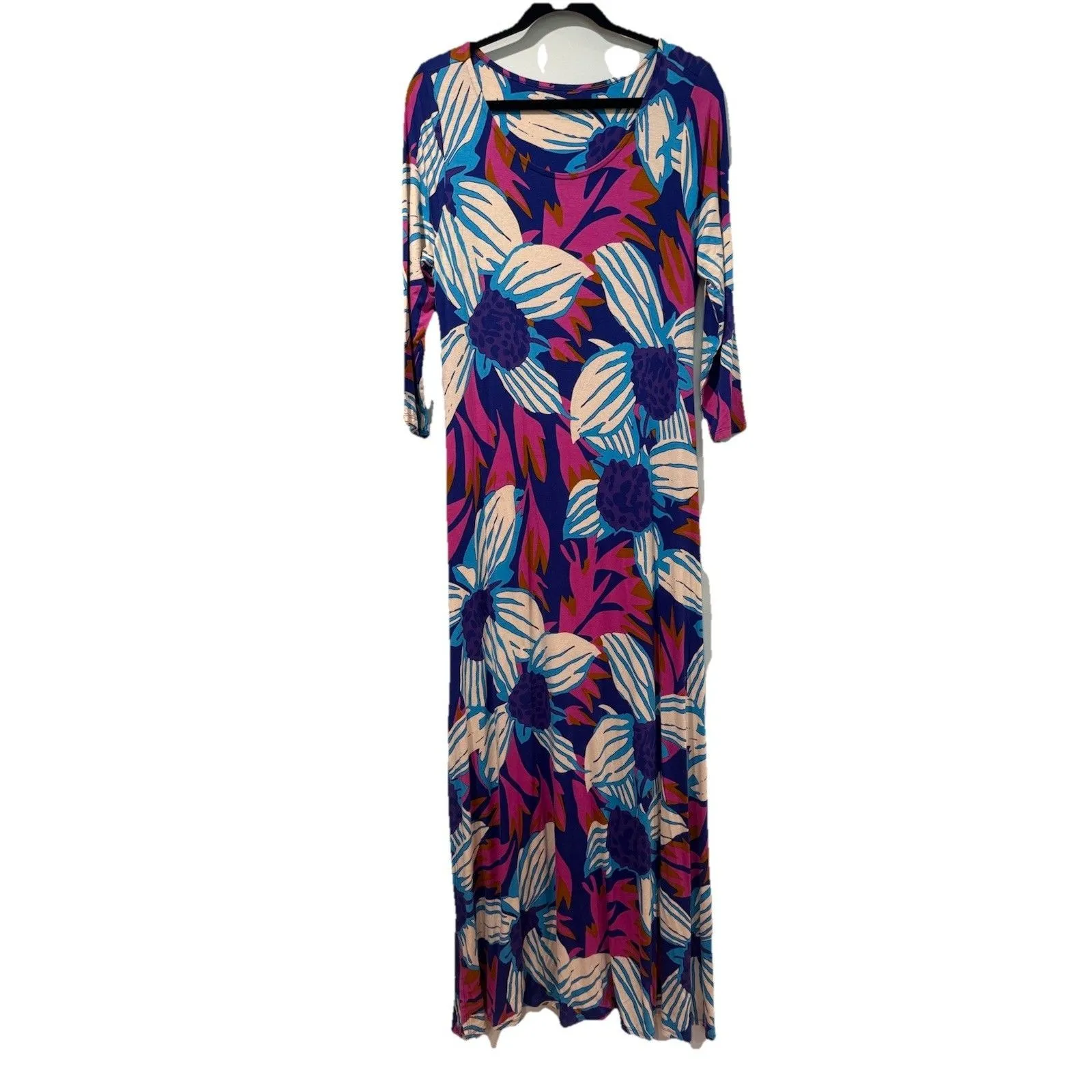 Soft Surroundings Maxi Dress Women Medium Floral 3/4Sleeve Cruise Stretch Travel - Image 2