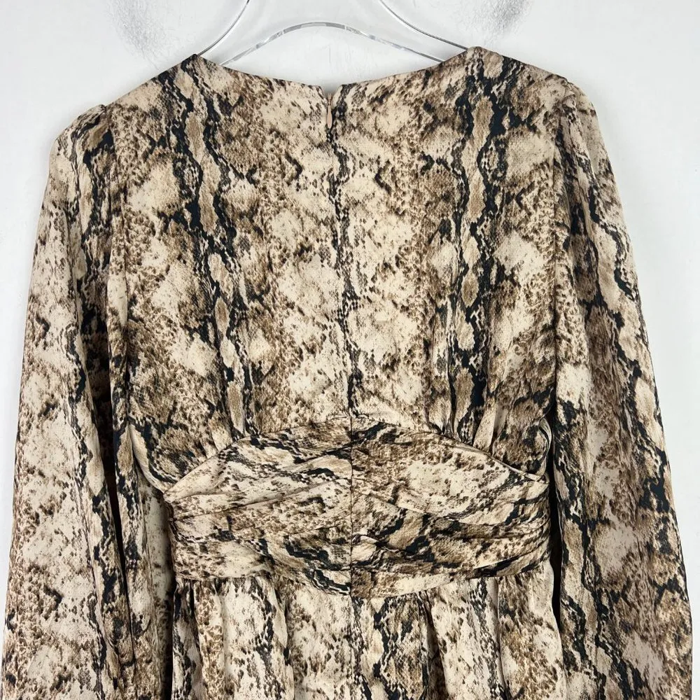 Ronny Kobo Orzora Snake Print Mini Dress Long Sleeves Size XS EUC Tan - Image 11