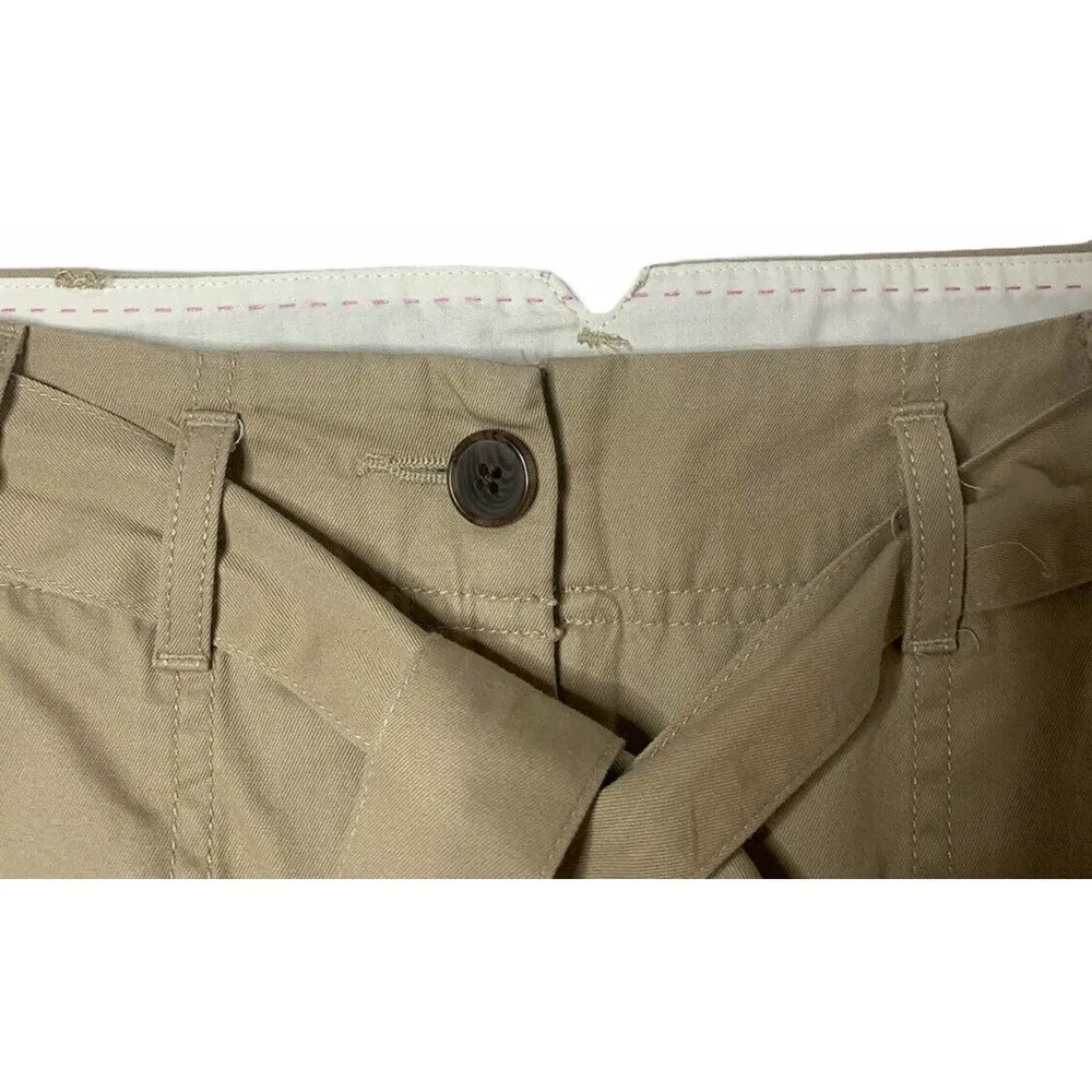 Womens LANDS' END Khaki Tan Tie Belt Cotton Chino Skirt with Shorts Sz 4 Petite - Image 4