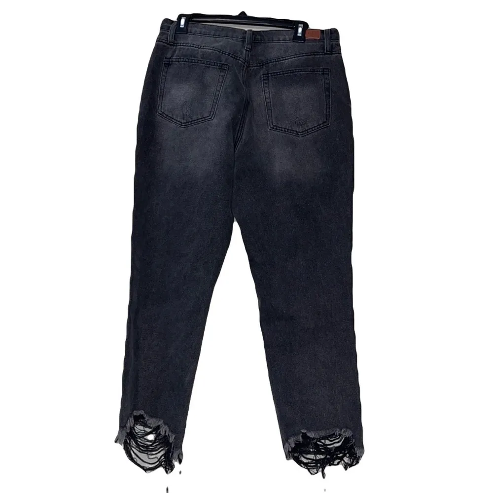 Simple Society jeans size 13/31 black button up frayed edges high rise NWOT - Image 2