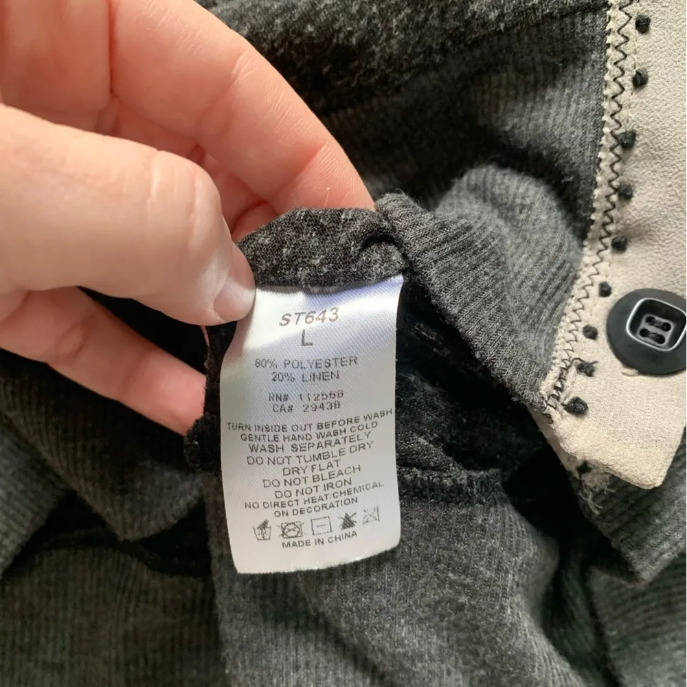 Miss Me  Dark Gray Button Front Jewel Cardigan L - Image 6