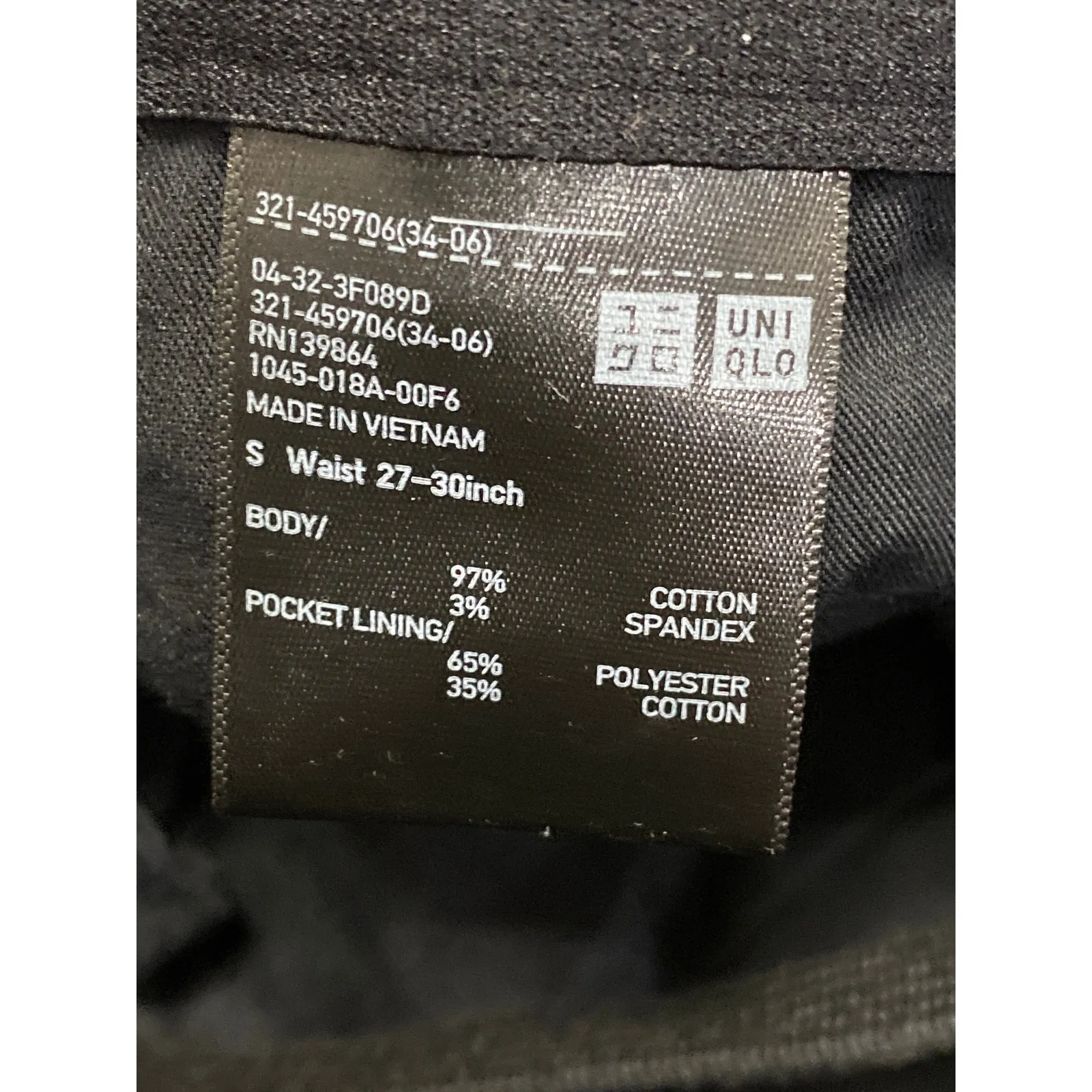 Uniqlo Smart Corduroy Men's Black High Rise Straight Tapered Trousers Pants Sz M - Image 3