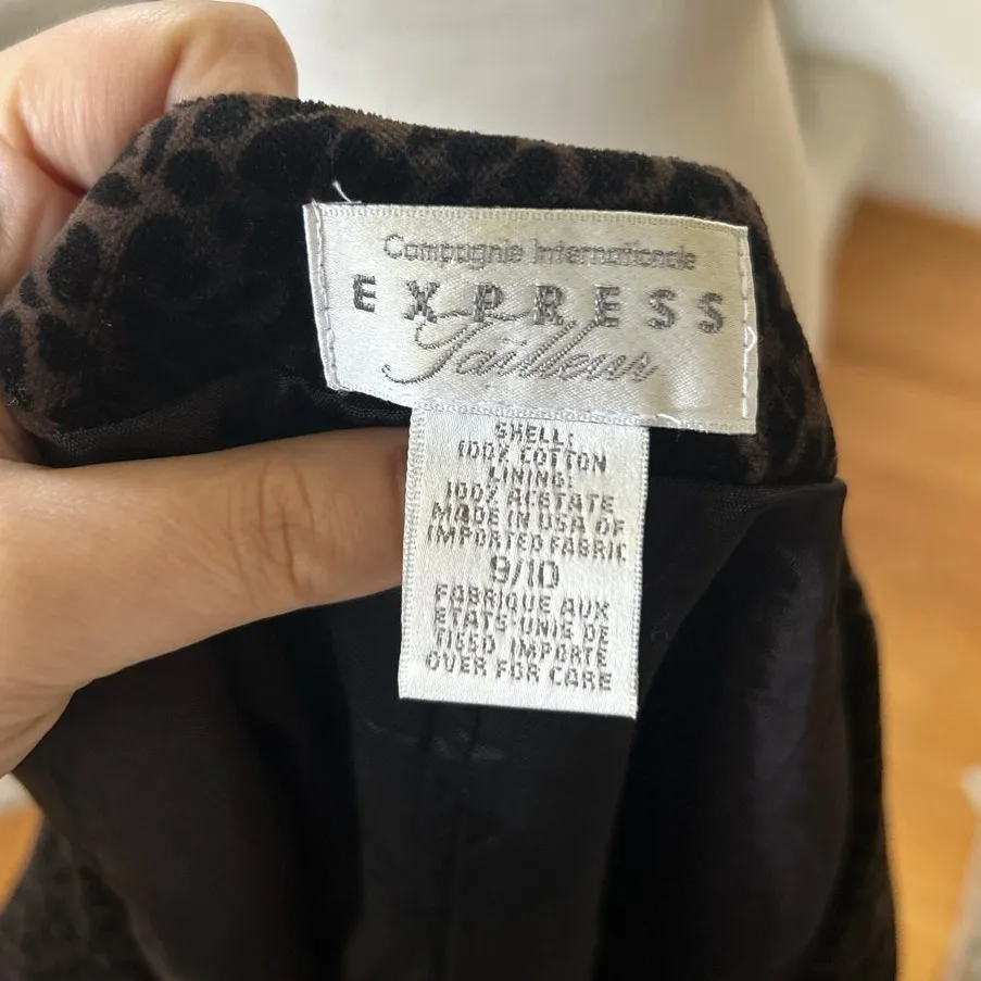 Vintage Express Brown Black Leopard Velvet Square neck Button Front Vest - Image 4