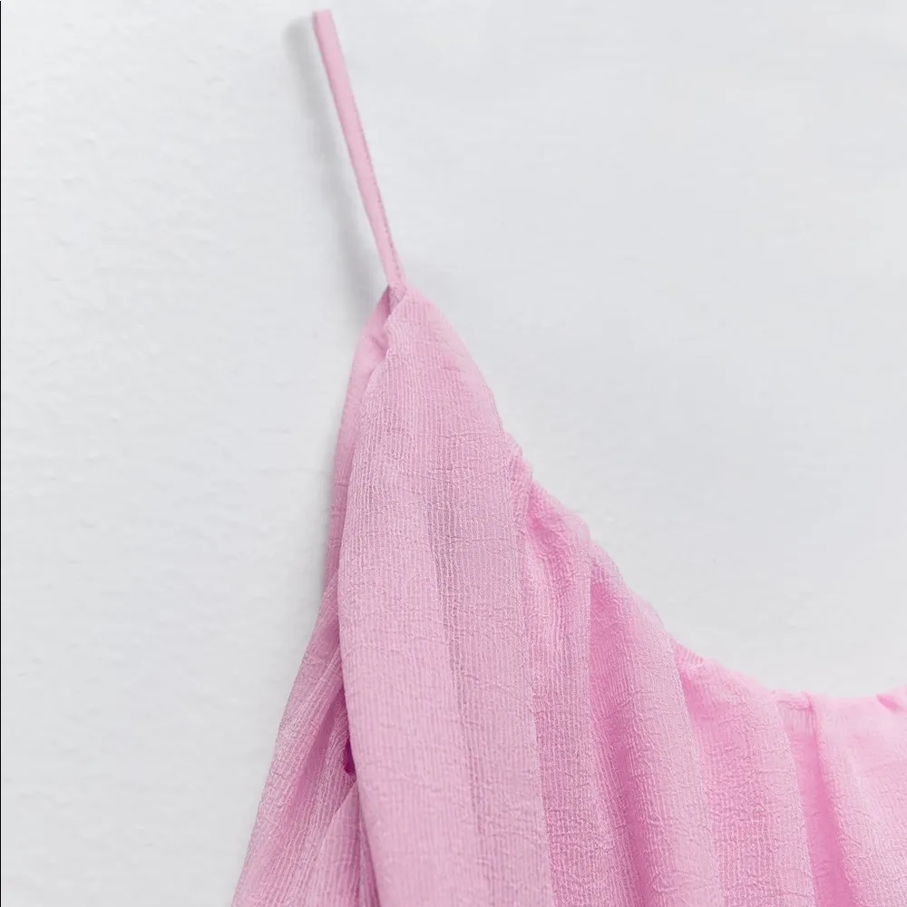 Zara CONTRASTING KNIT MINI DRESS V-Neck & Spaghetti Straps Lilac Purple M NEW. - Image 5