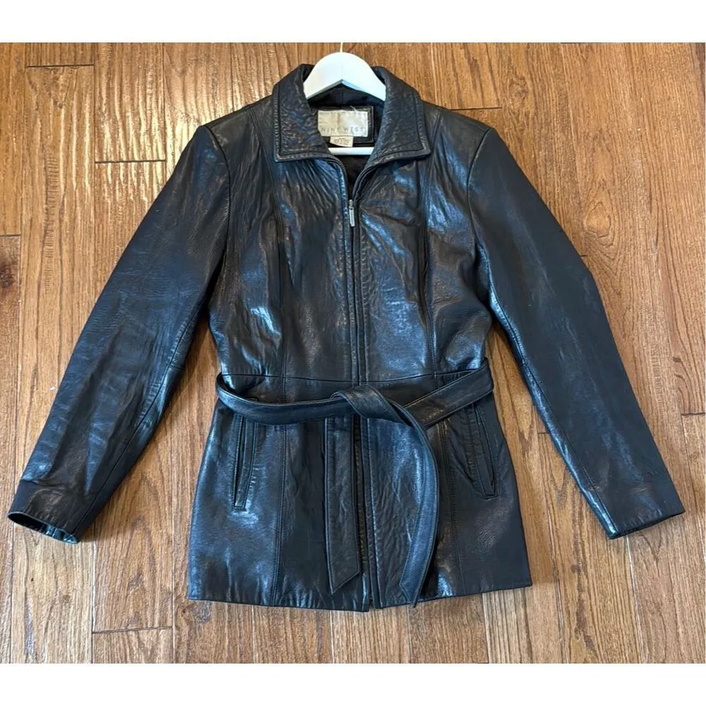Nine West Vintage 100% genuine leather zip front jacket M - Image 2
