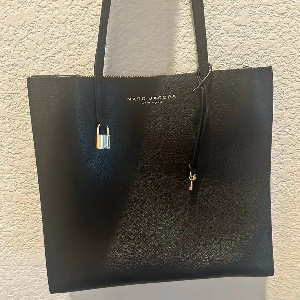 Marc Jacobs The Grind Black Pebbled Leather Shopper Tote Handbag - Image 4