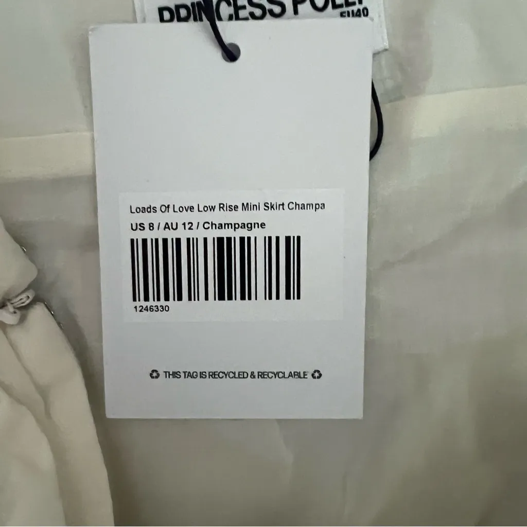 Princess Polly Loads Of Love Low Rise Mini Skirt Champagne, New with Tags - Image 7