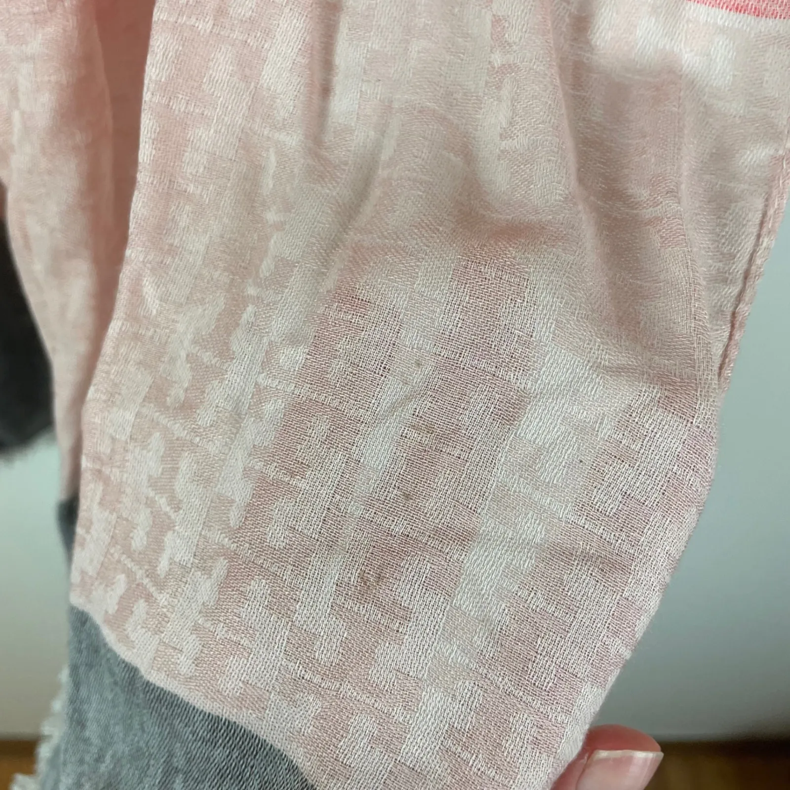 Tory Burch‎ Striped Scarf Viscose Cotton Blend Cream Pink Gray Made in Italy - Image 3