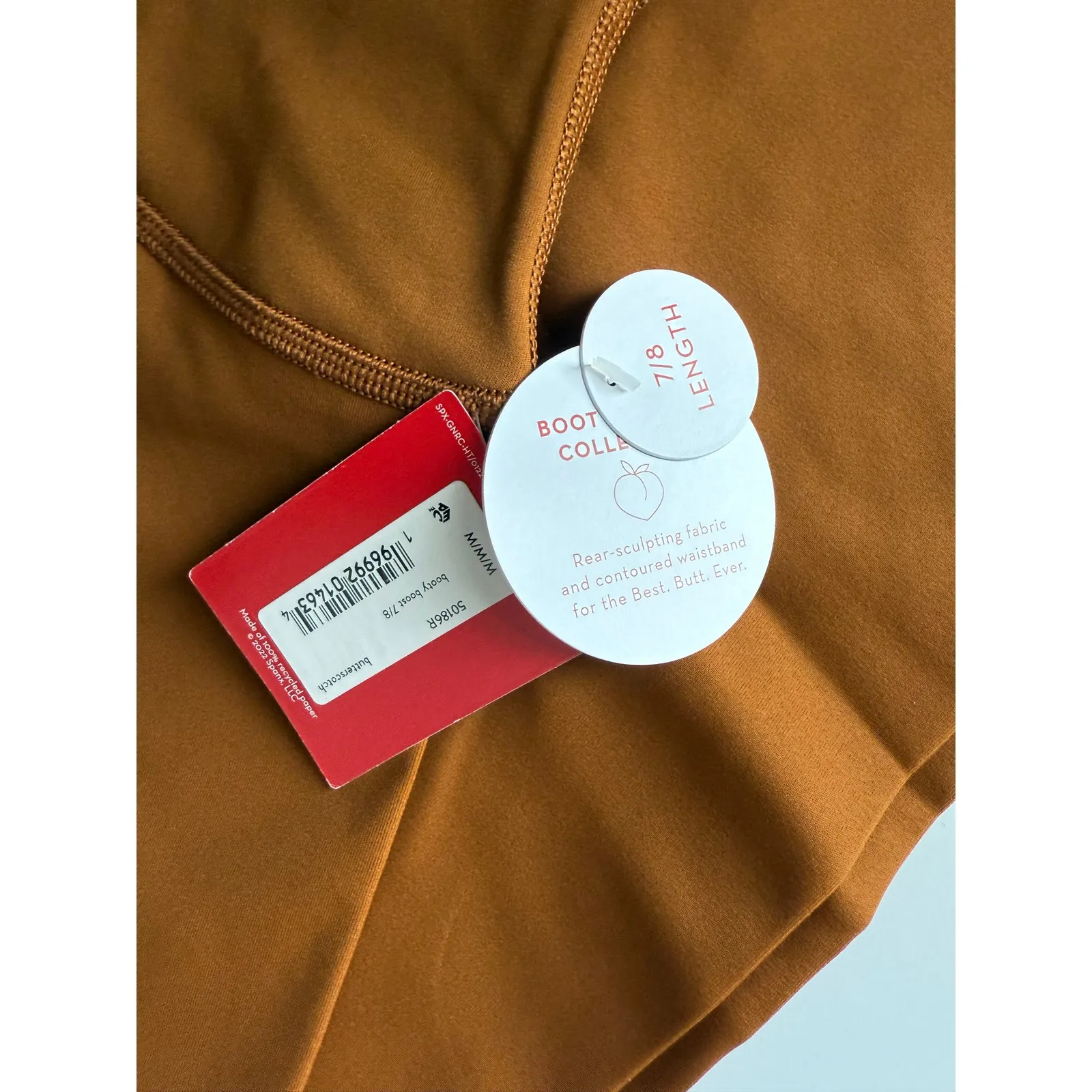 $98 New Spanx Booty Boost 7/8 Leggings - medium - Butterscotch - Image 2