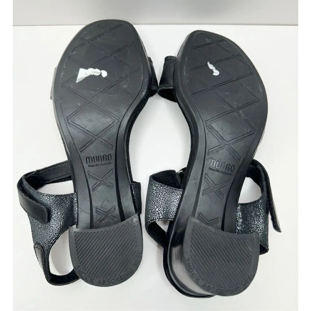 Munro‎ Sandals Womens Size 8.5W Black Leather Denise II Block Heel NEW - Image 10