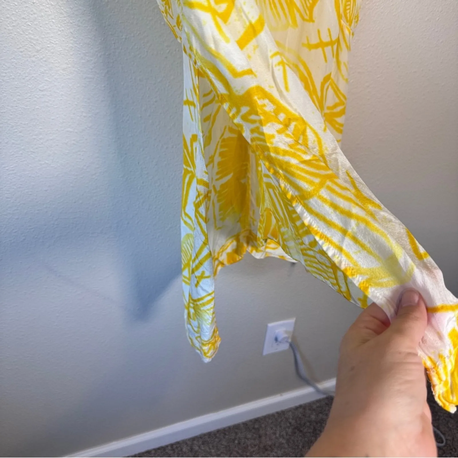 Anthropologie Lilka Yellow Printed Swimsuit Coverup Womens XS Beachy Summer - Image 7