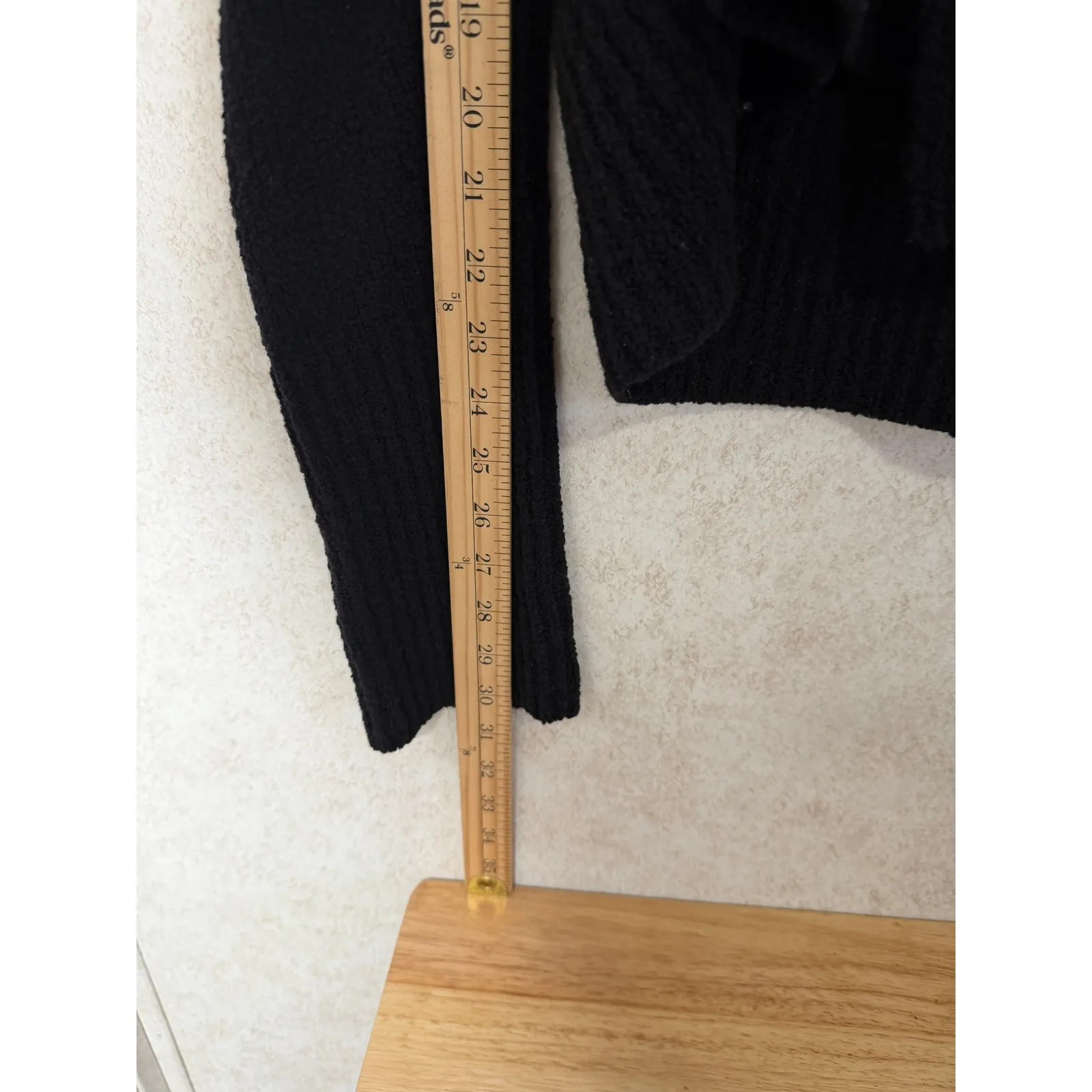 EILEEN FISHER Wool Black Textured Knit Shawl Collar Cardigan Sweater Shrug  XL - Image 5