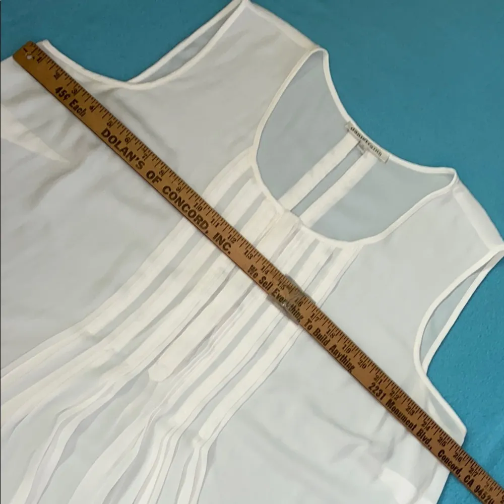 DANIEL RAINN pleated semi sheer sleeveless top hidden abalone buttons size 2X - Image 8