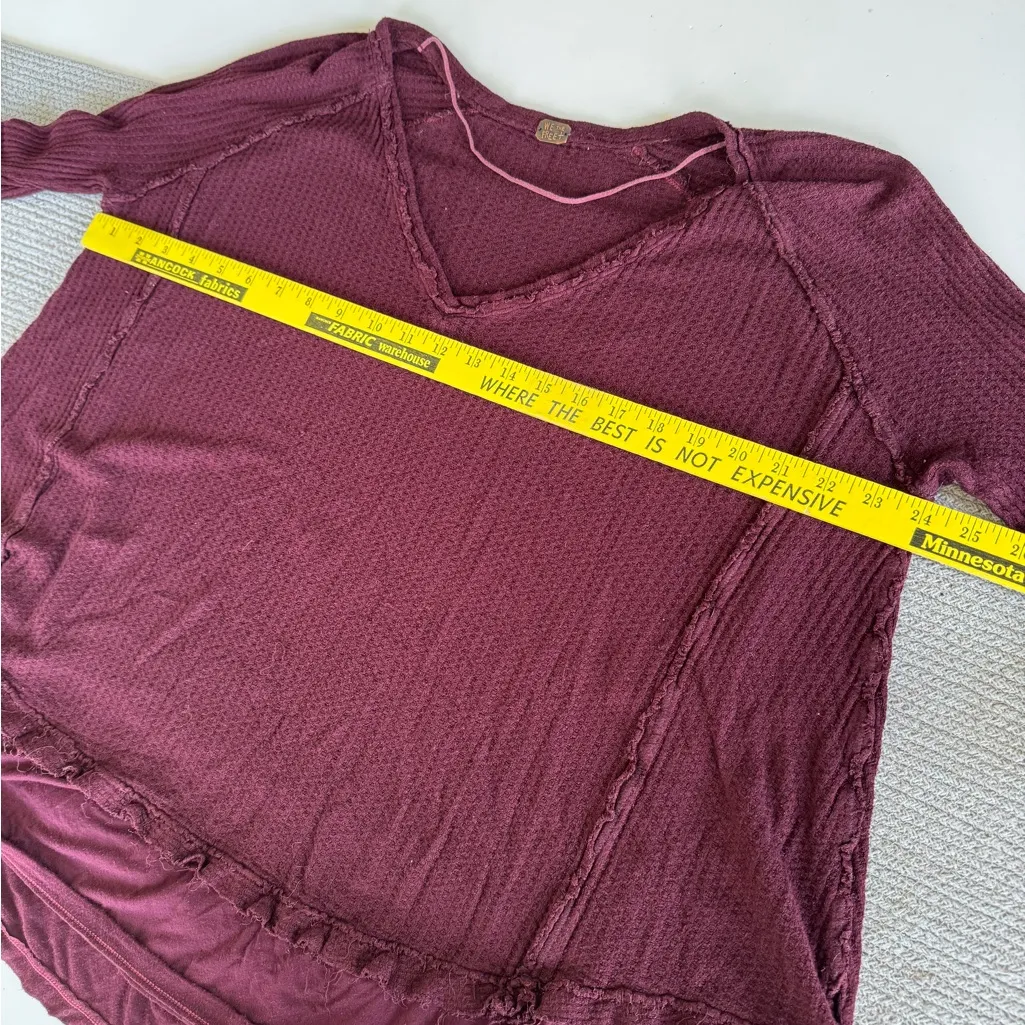 Vintage Y2K Free People We The Free Burgundy Wine Thermal Ruffle Hem Tunic Top - Image 13