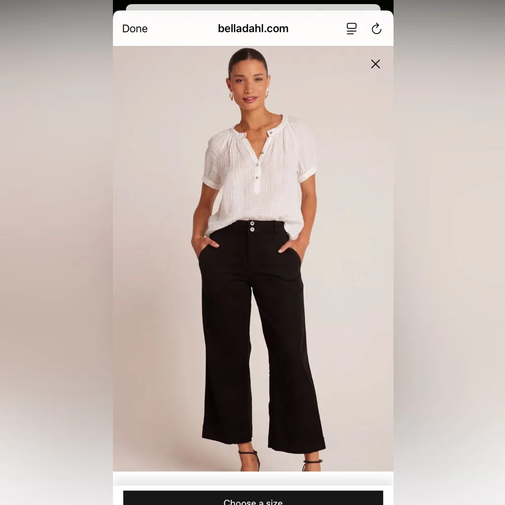 Bella Dahl Black Wide Leg Crop Pants – Size 25 $189 - Image 3