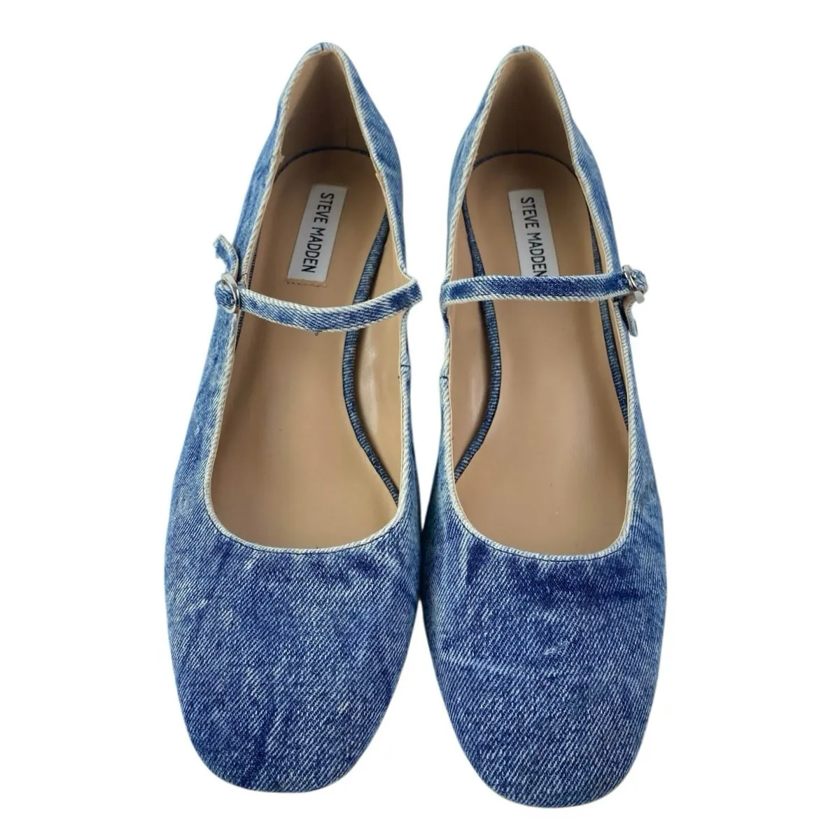 Steve Madden Hawke Blue Denim Block Heel Almond Toe Mary Jane Pumps Shoes Sz 10M - Image 2