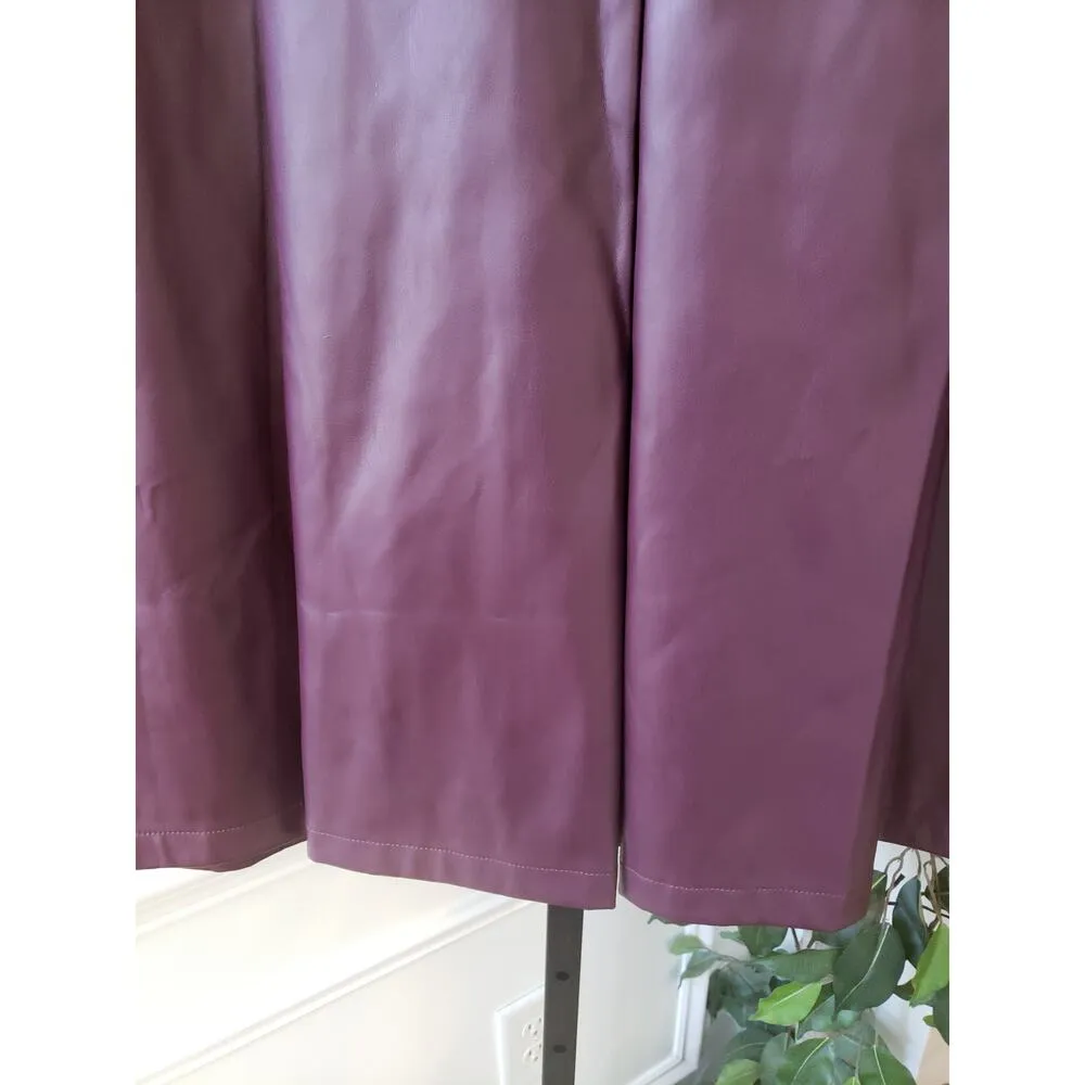 Liz Claiborne A-Line Skirt Womens 6 Purple Faux Leather Button Detail Back Zip - Image 12