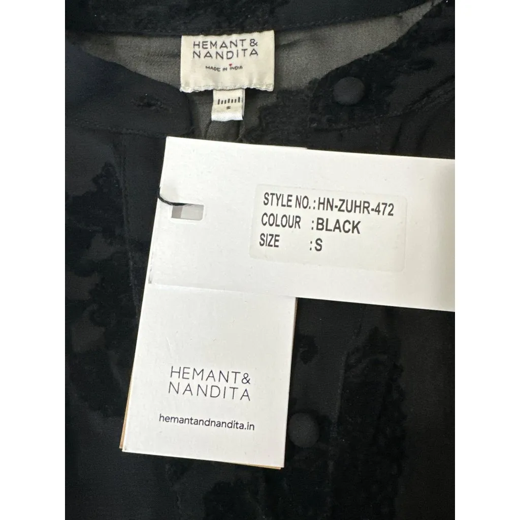 Hemant & Nandita Womens Shirt With Cami in Black Small New Button Down Blouse - Image 8