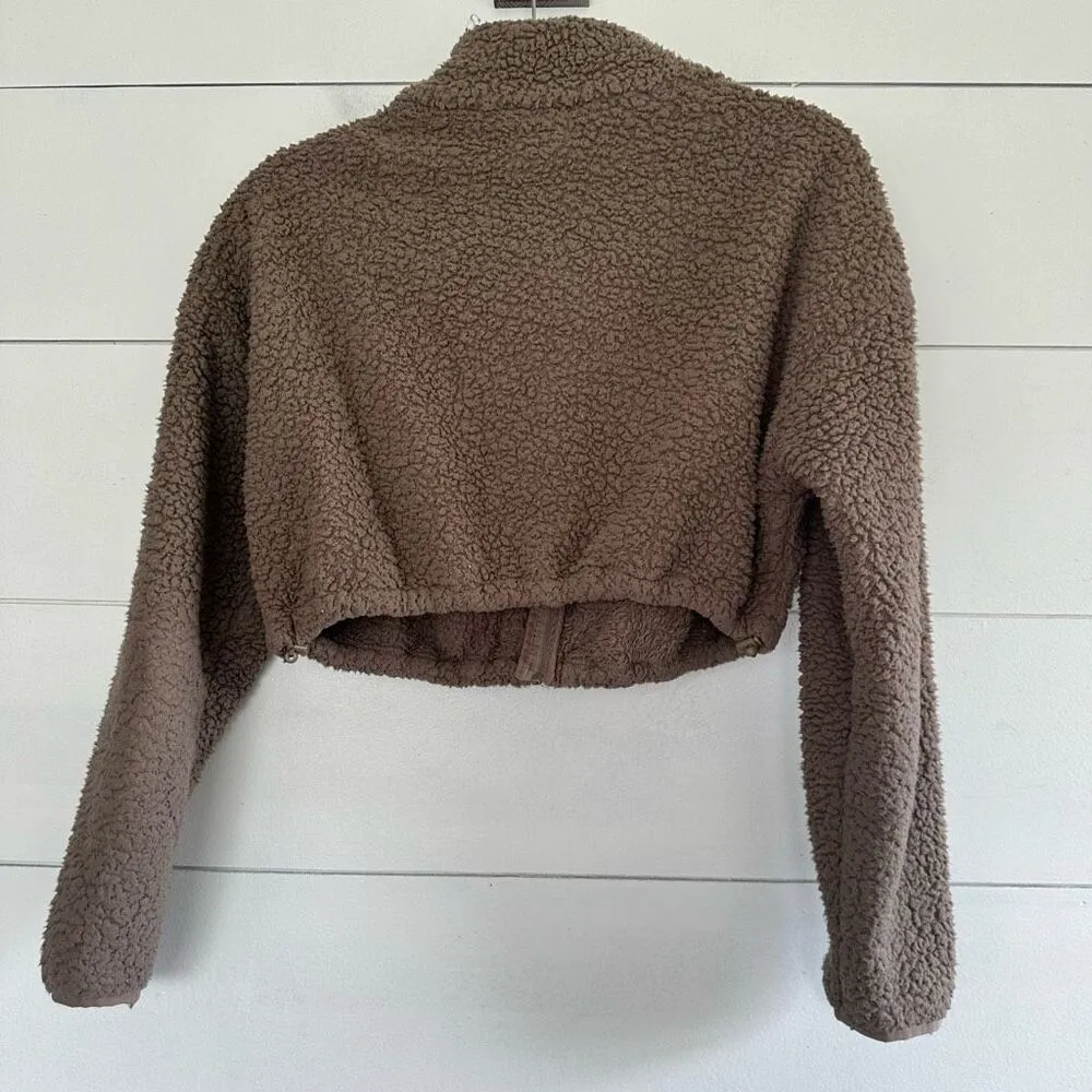 Skims Women’s Medium Brown Teddy Cropped Jacket - Image 4