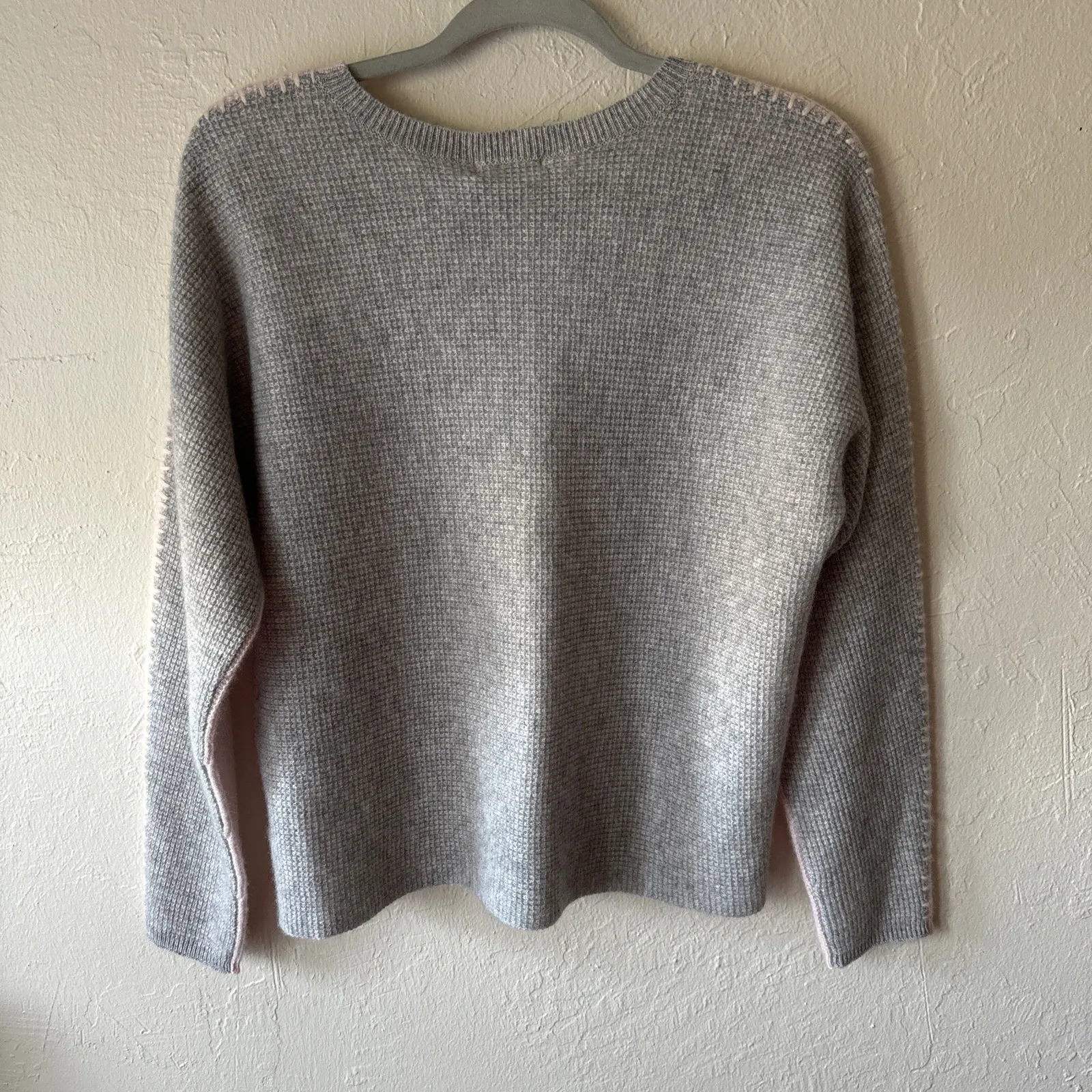 NWT Johnny Was Color Block Pink/ Grey Cashmere Sweater Sz S - Image 6