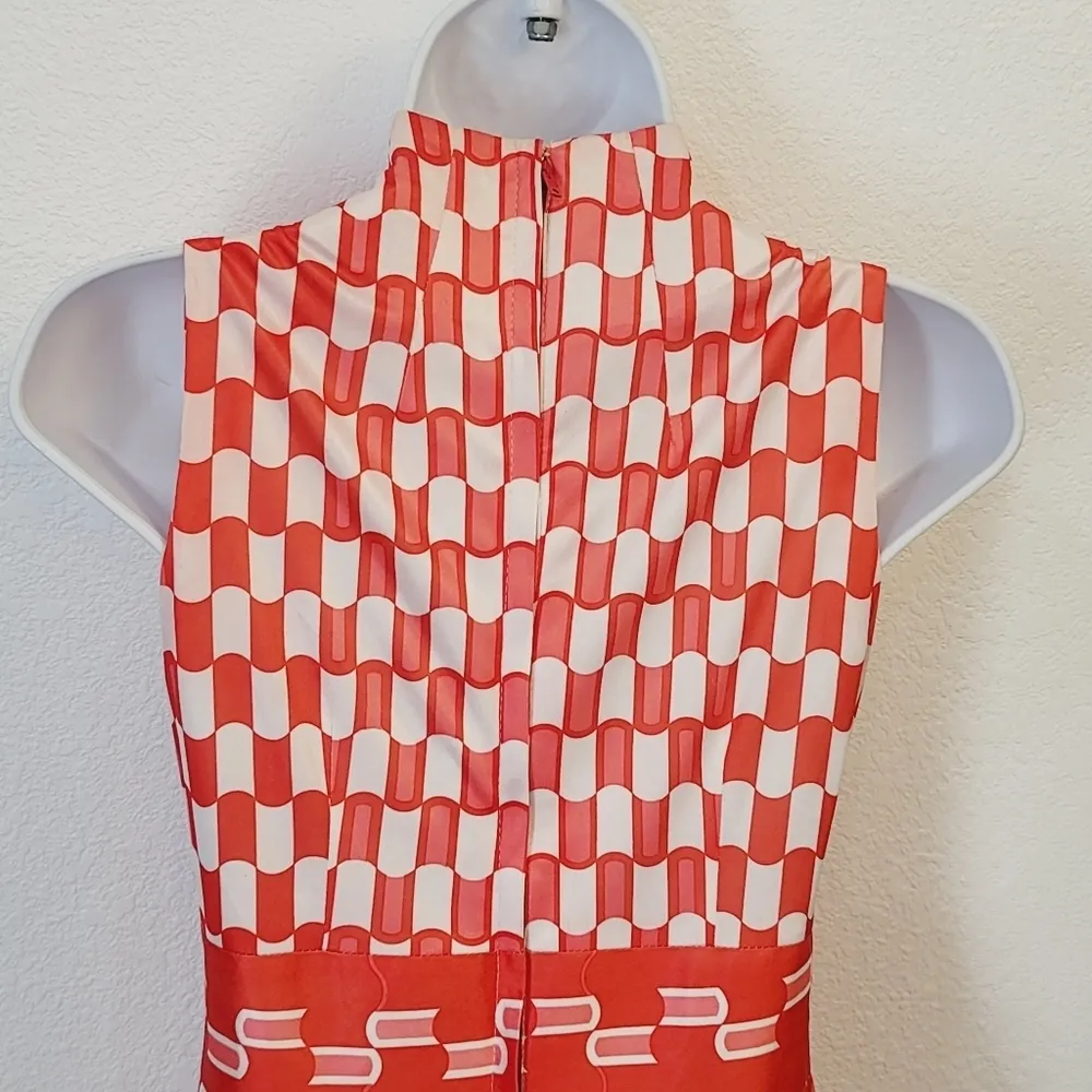 Anli 1960 Vintage Filly Lined A Cut Maxi Orange & White Dress Sz: 9 Size undefined - Image 8