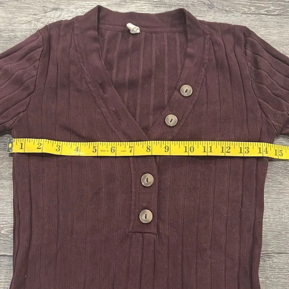 Nordstrom NWOT Wishlist ribbed plum long sleeve sweater v neck - small - Image 7