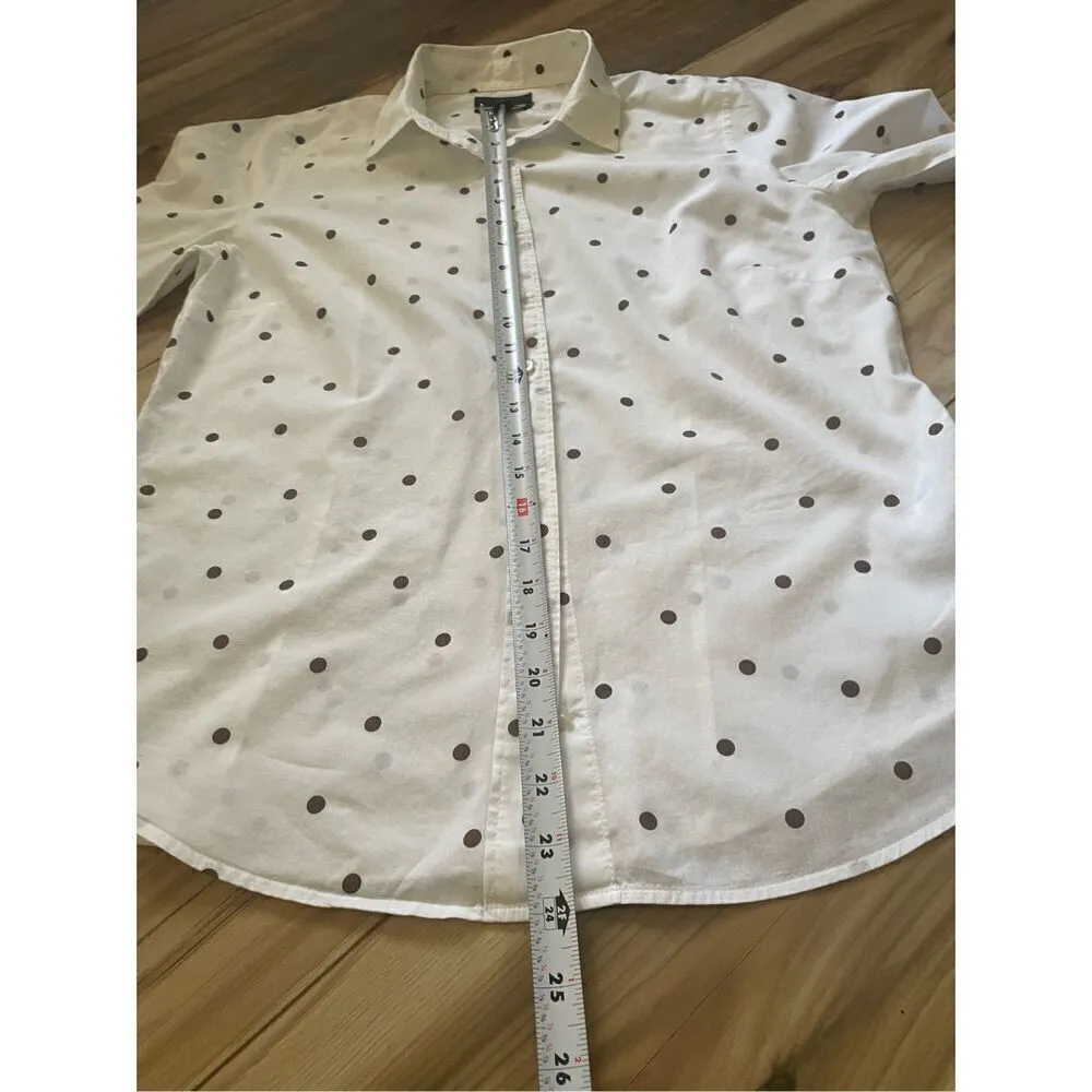 J Crew PERFECT womens brown polka dot white blouse 8 Size undefined - Image 6