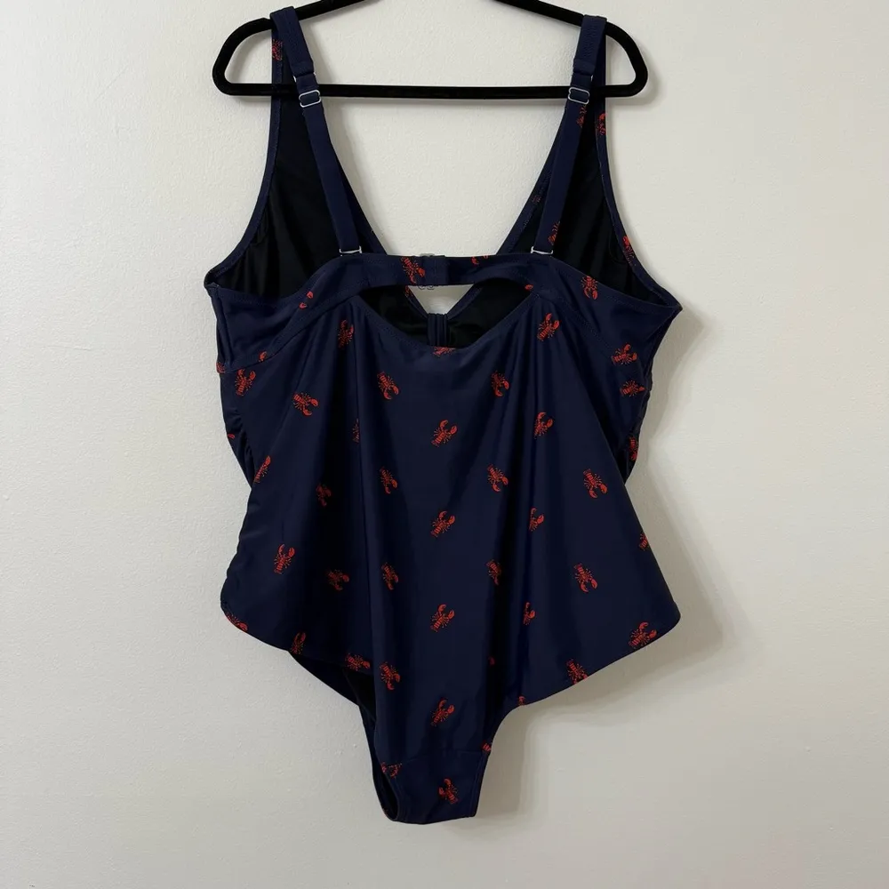 {4X Plus} Old Navy Navy Blue One Piece Swimsuit with Red Lobster Pattern - Image 4
