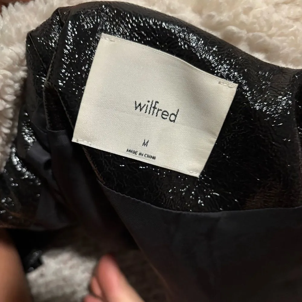 Aritzia Wilfred Tempest Jacket Sherpa Collar Black- Size Medium - Image 9