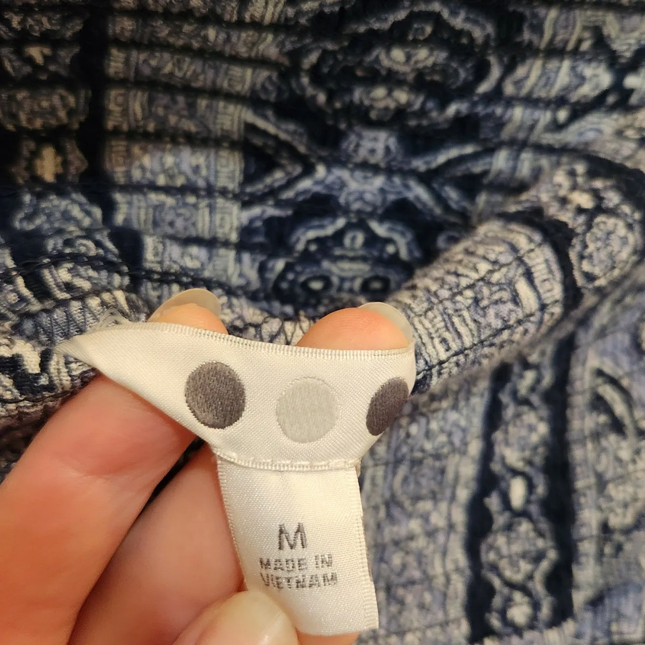 Three Dots Blue Paisley Printed Smocked Lounge Pull On Wide Leg Pants Medium - Image 8