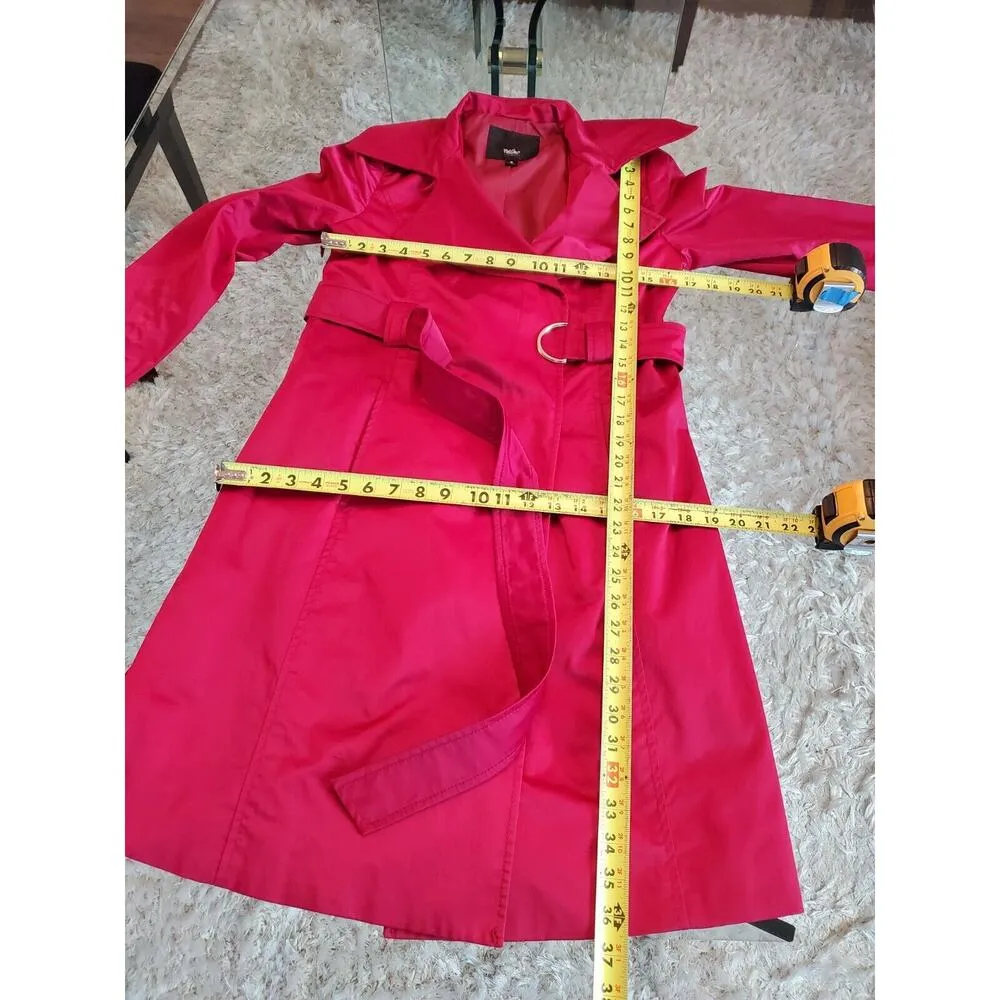 Mossimo Womens Pink Polyester Notch Collar Long Sleeve Belted Coat Jacket Small - Image 7