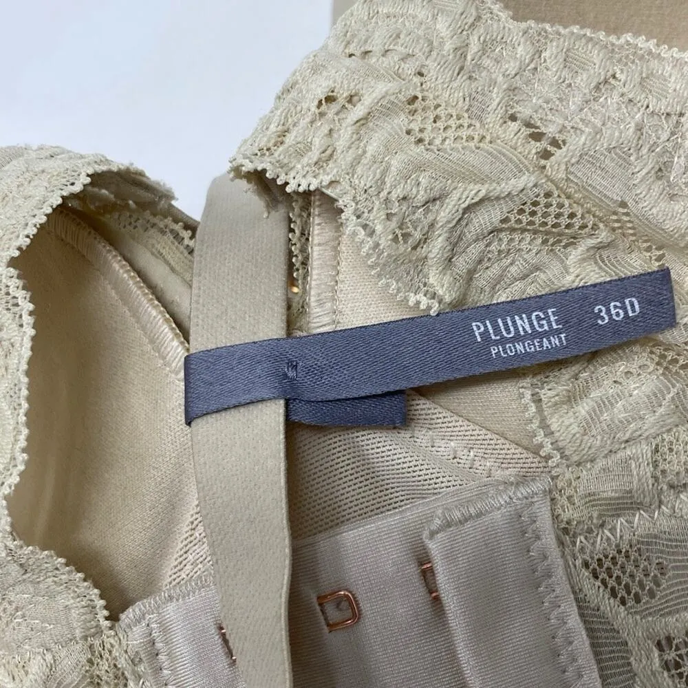 Aerie Beige Real Power Wireless Push-Up Plunge Racerback Lace Bra Size 36D NEW - Image 10