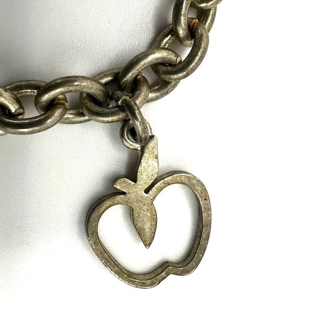 Silver tone vintage fruit charm bracelet - Image 2