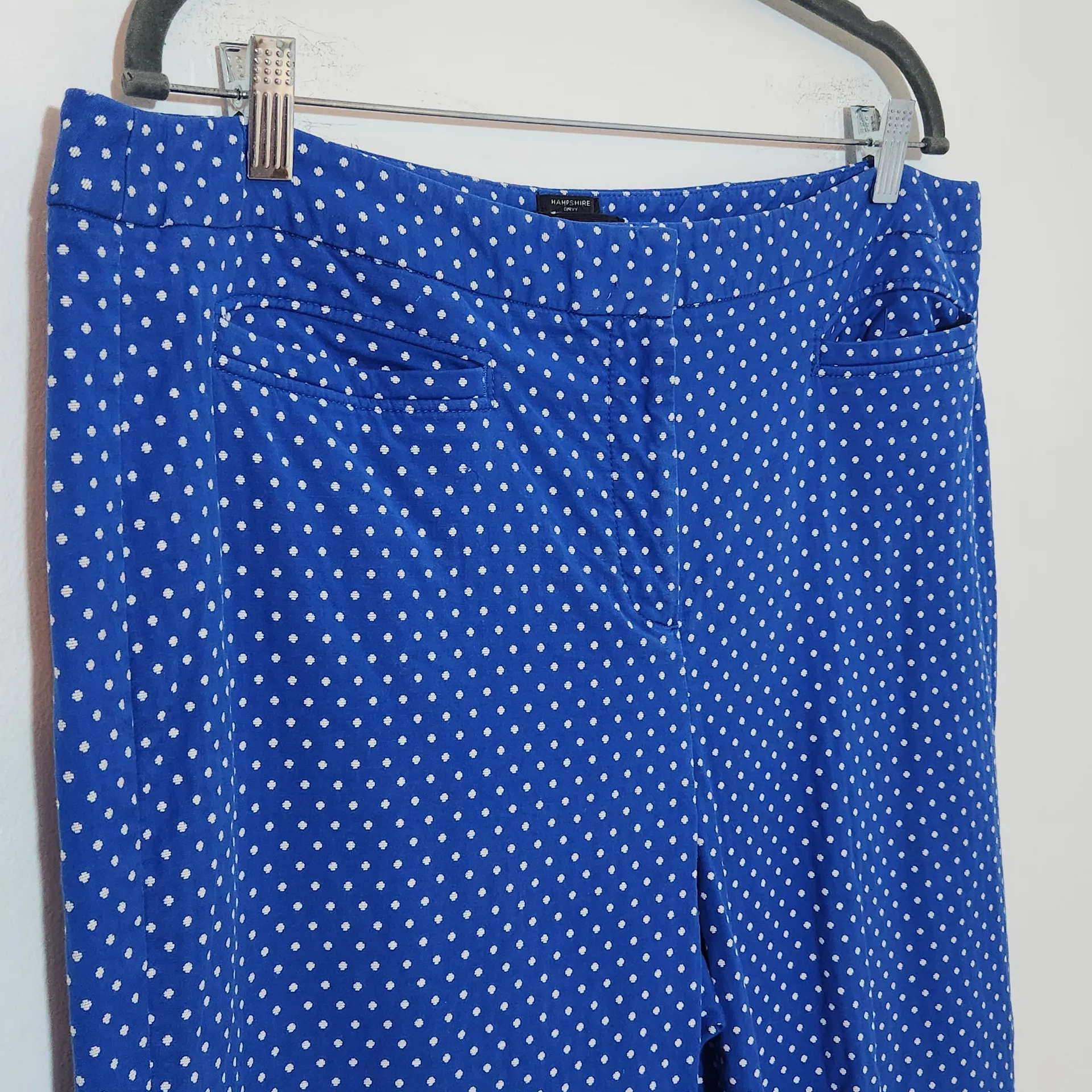 Talbots Blue and White Polka Dot Ankle Pants Size 16 Preppy Polka Dot Pants - Image 4