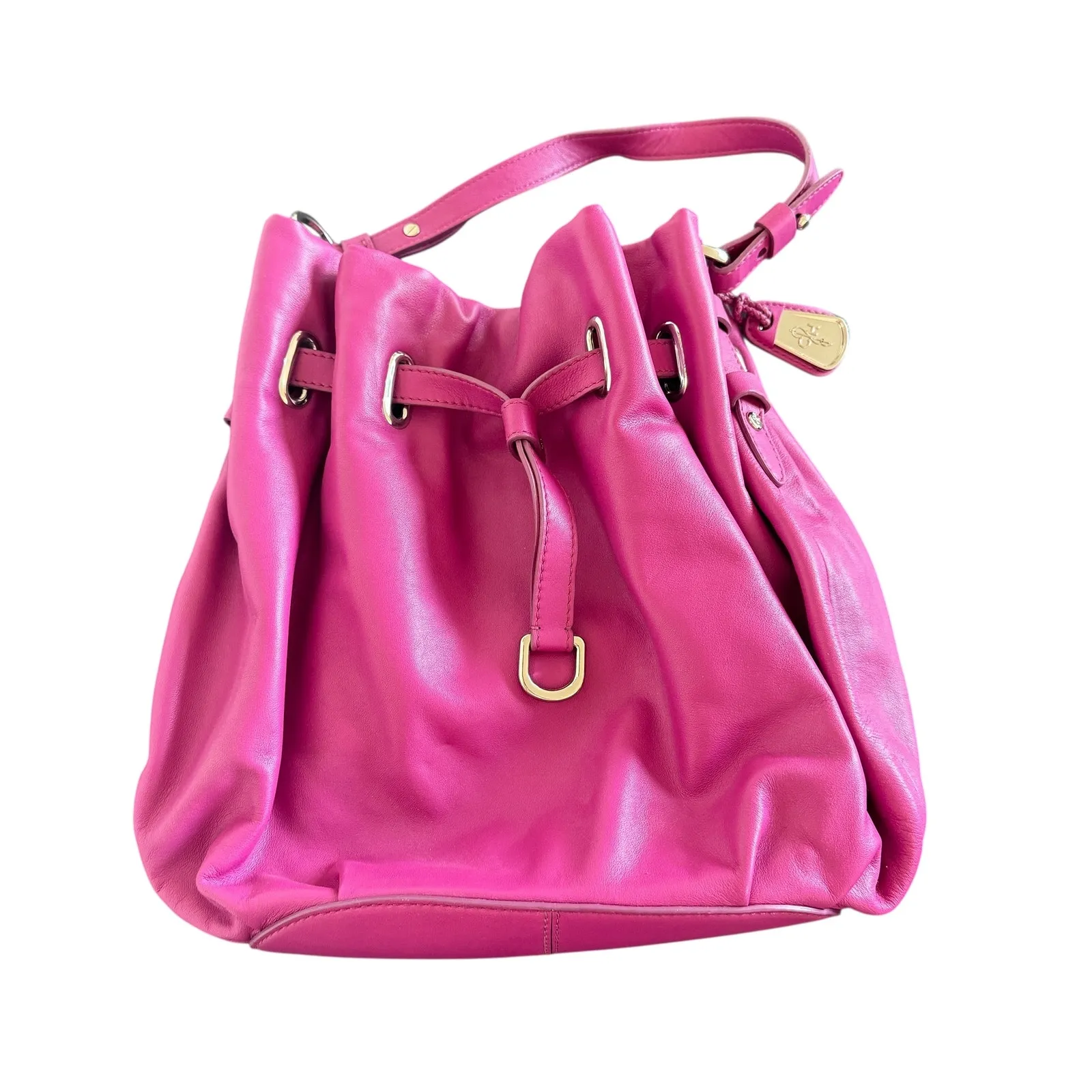 Cole Haan Cornelia Ellie Large Drawstring Fuchsia Purse - Image 2