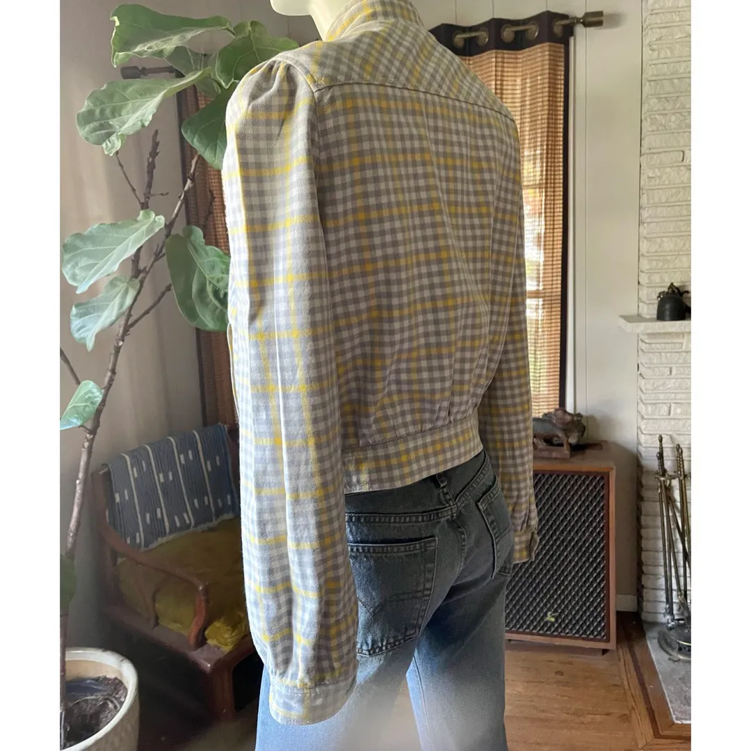 Anthropologie IDRA checkered zip up jacket size 6 - Image 5