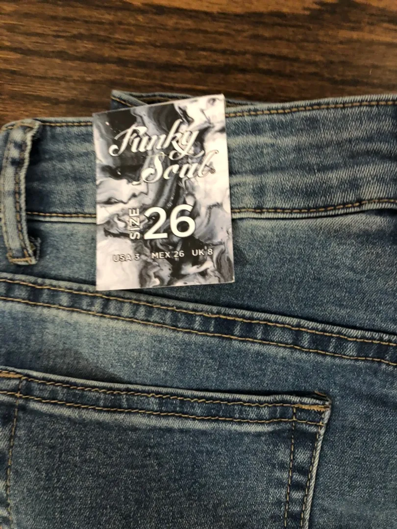 Funky Soul Flare Jeans Blue Size 26 - Image 4