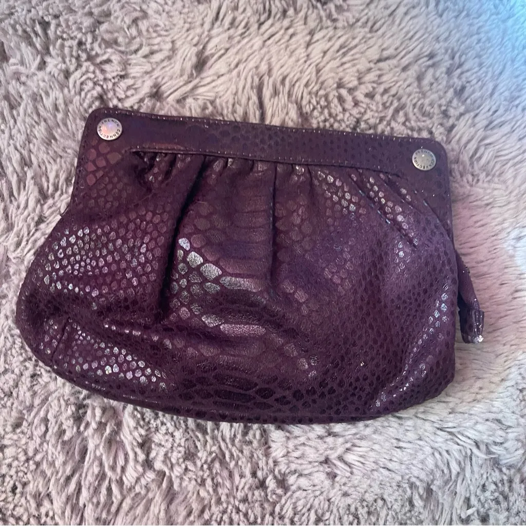 Purple Textured Leather Wristlet with Zipper Closure - Image 5