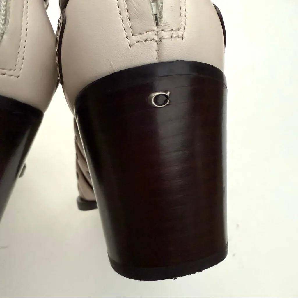 Coach Womens Boots Booties Phoebe White Studded Leather Size 10 - Image 9