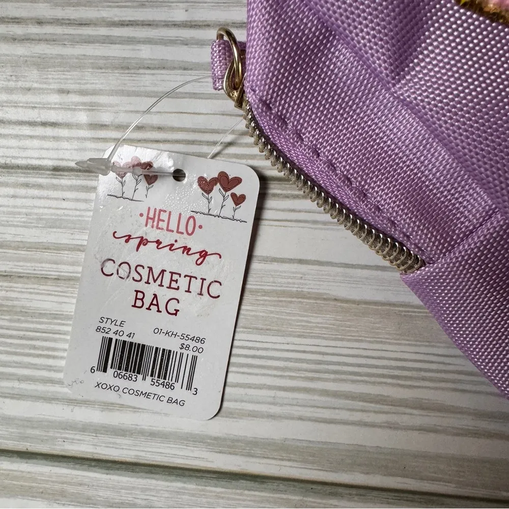 Hello Spring XOXO Zipper Pink and Purple Makeup beauty Accessory Pouch - Image 3