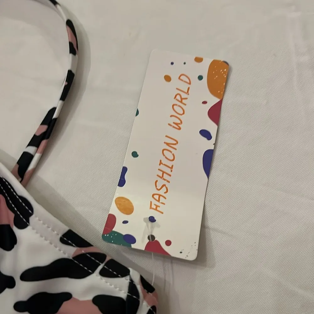 New Leopard Print Pink Black Bikini, Size Medium NWT White - Image 5