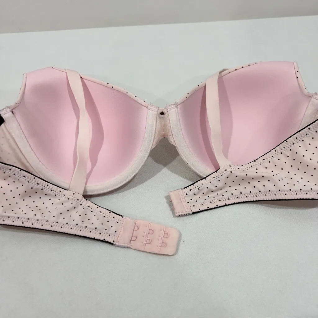 Maidenform Light Pink Brown Polka Dot Bra Underwire Adjustable Straps - Image 6