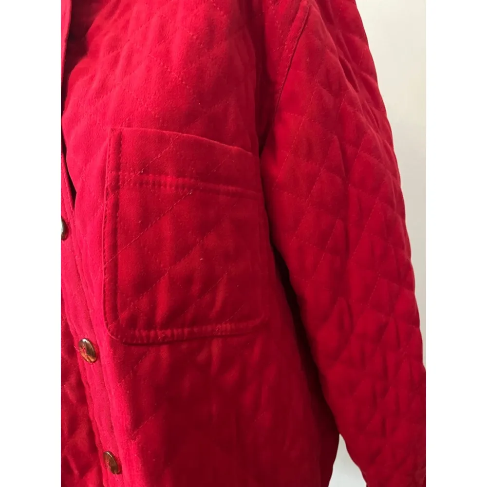 Vintage Talbots petites stretch quilted snap button lipstick red jacket Medium - Image 2