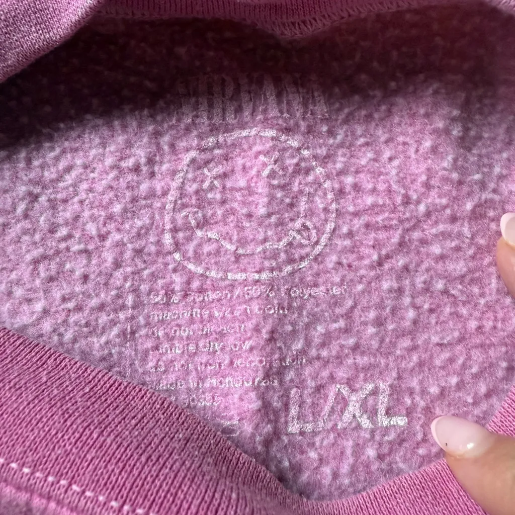 Nirvana  Pink Fleece Lined Sweatshirt - Image 5