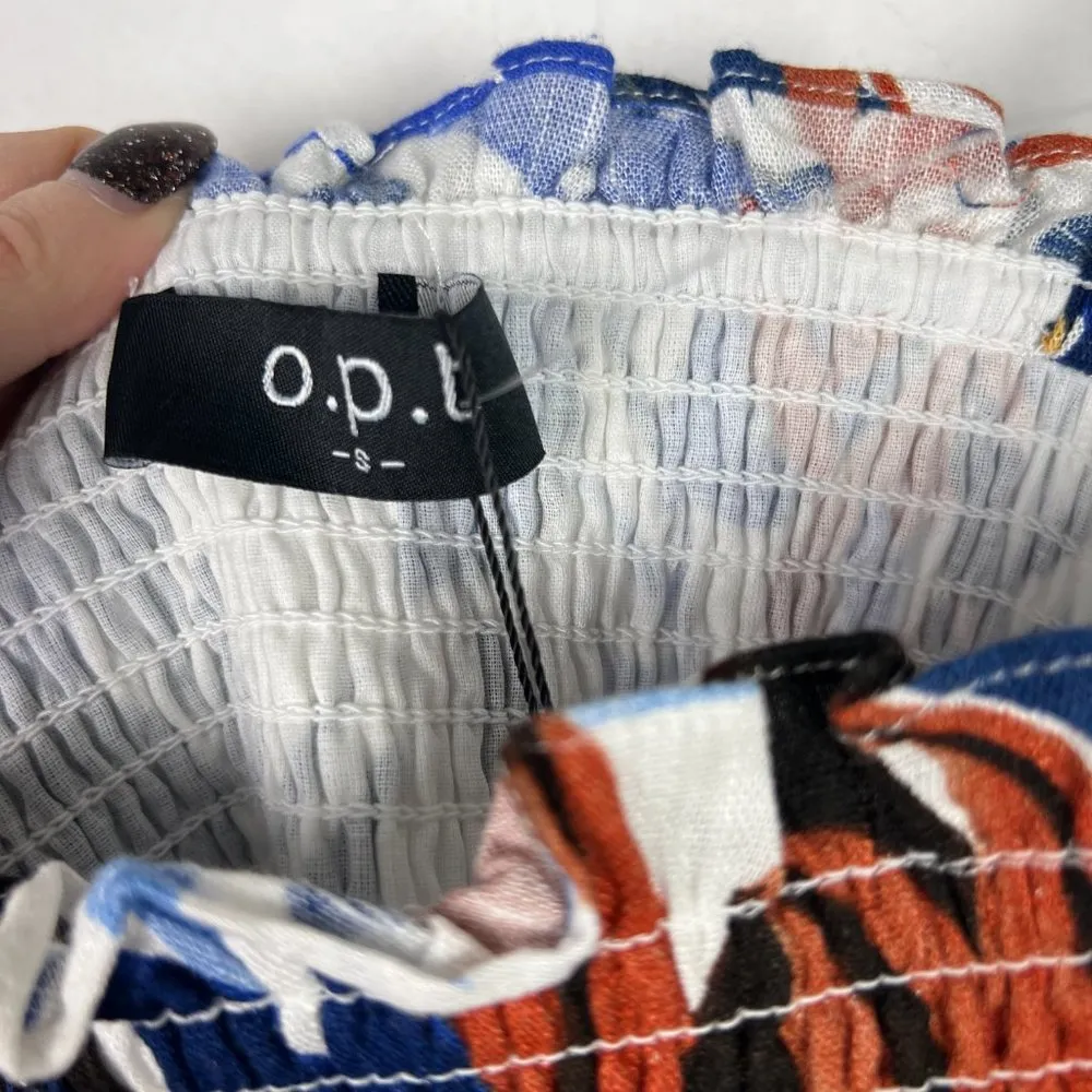 NWT Anthropologie O.P.T. Floral Smocked Linen Blend Crop Top Size Small S NEW - Image 4