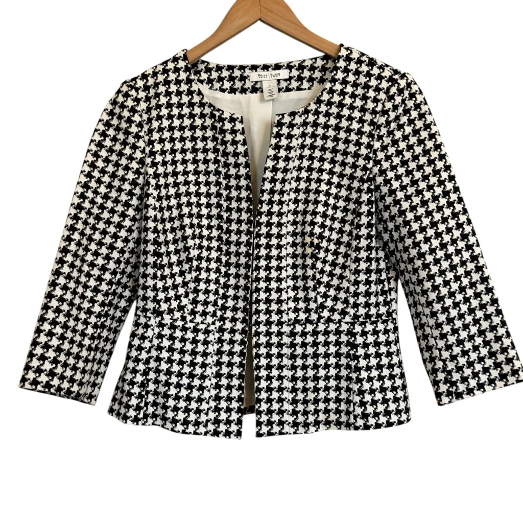 White House Black Market Houndstooth Jacket Blazer Women’s Size 6 - Image 11